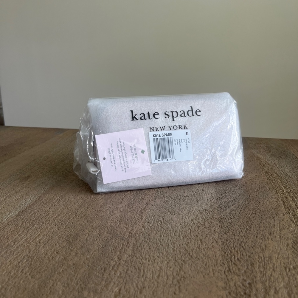 kate spade Rose Gold Tinsel Glitter Small Cosmetics Bag NWT - Picture 8 of 8